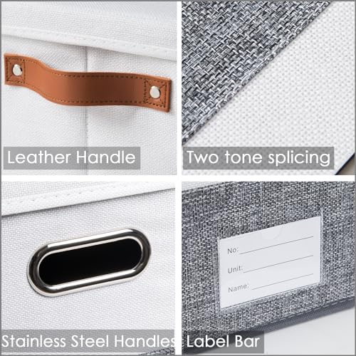 Foldable Storage Bins with Lids [3 (Grey & White / M(3-Pack))