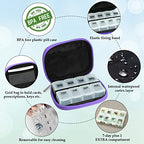 Weekly Travel Pill Organizer Pill Case for Purse with Removable 7 Day Pill Box (1 Case + 1 Box / A. Purple 02)