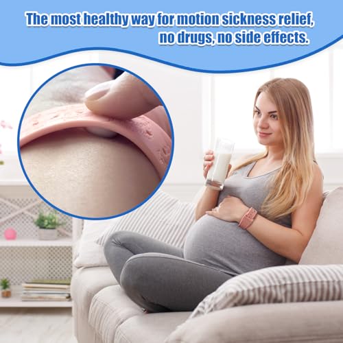 Motion Sickness Bracelets Wristband Sea Sickness for Adult Kids & Pregnant Women (A-04-3pairs-pink+black+beryl)
