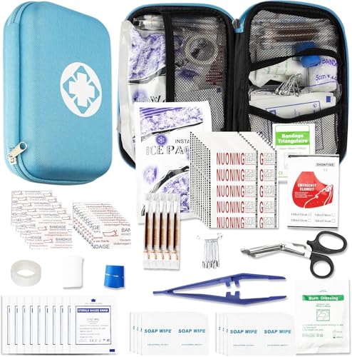 First Aid Kit 276PCS Car Home Camping Essentials Blue Emergency Kit (Blue-276pcs)