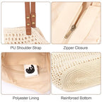 Crochet Beach Bag for Women Summer Purse Boho Small Tote (Khaki Bag)
