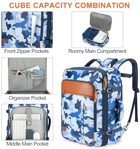 40L Expandable Travel Backpack (Camouflage Blue / 20 inches)