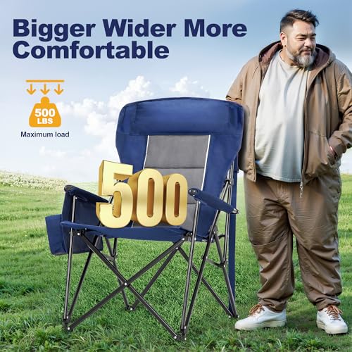 Oversized Camping Chairs High Back Lawn Chair 2 Pack (Navy / Twin Pack)
