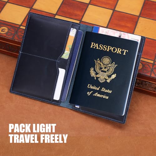 Albatross Leather Travel Passport Holder (Navy B)