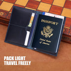 Albatross Leather Travel Passport Holder (Navy B)