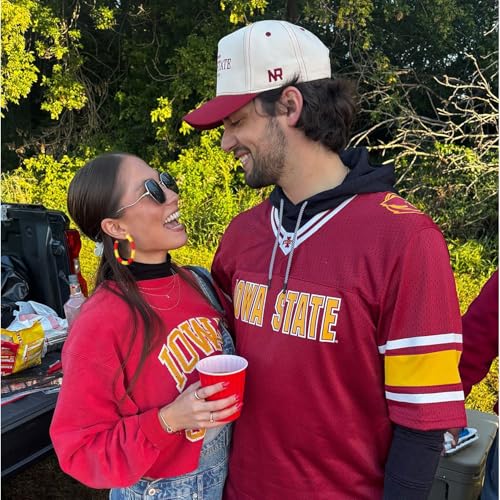 Game Day Earrings Football Baseball Earrings for Women Sports Team Heishi Hoop Earring Football Accessories Outfits Cheer Mom Essentials Fall Sports Must Haves Cheer Gifts (Red Yellow)