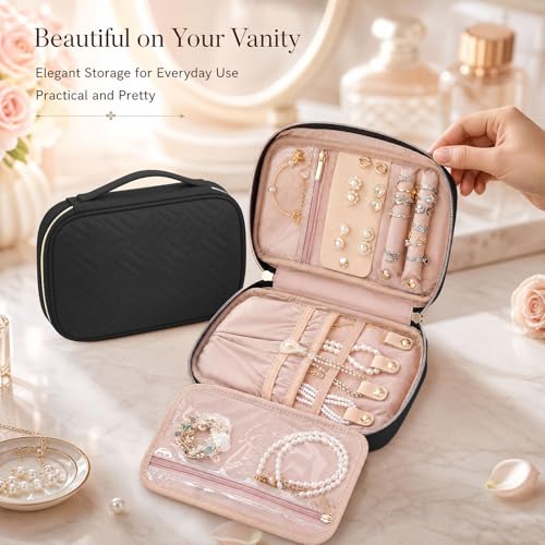 Jewelry Travel Case Organizer for Necklaces (Black)