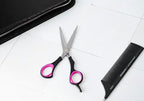 Cricket Style Xpress La-Di-Da Hair Cutting Scissors - Sharp Micro-Serrated Beveled Blades, Stainless Steel Shears Hair Scissors - Wet & Dry Use, Barber Accessories - 5.75", Pink and Black