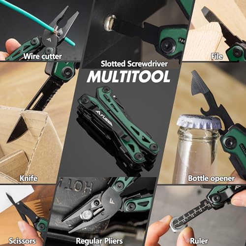 16-In-1 Multi-Tool Pliers, EDC Multitool, Multipurpose Tool, Green (Green)
