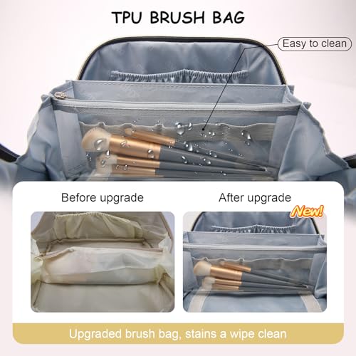 Travel Makeup Bag Cosmetic Bags for Women (G-5-Gold Yellow)