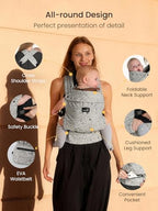 Baby Carrier Newborn with Head Support (Grey Animal Patter)