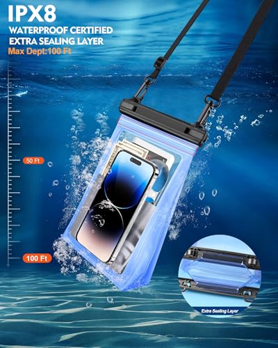 Large Waterproof Phone Pouch Floating (Blue / Large (Up to 8.5"))