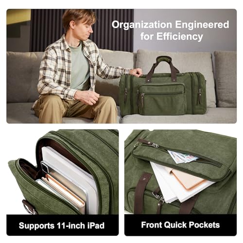 Large Canvas Duffle Bag for Travel (olive / 55L)