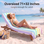 2 Pack Microfiber Beach Towel Oversized 71x32 Colorful Blue Striped (2 Pack Multi Color / X-Large (32x71 inches))