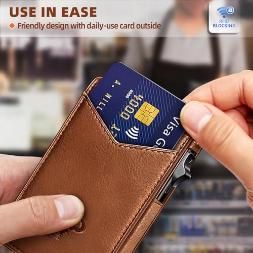 Men Leather Wallet for AirTag (Brick Brown8621)