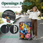 Luggage Cover + Tag (Colorful Rose Butterfly / M)