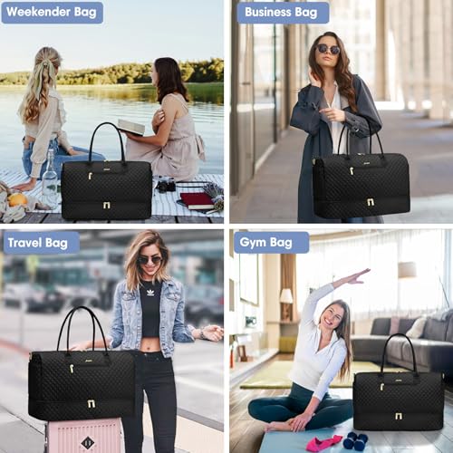 Travel Weekender Duffle Bags for Women (2-Black / X-Large)