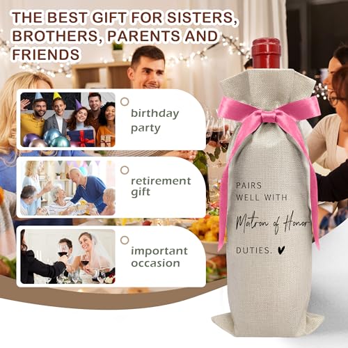Cute Pink Bow Ribbon Engagement Gift Wine Bag (Wedding Wine Bag Style 9)