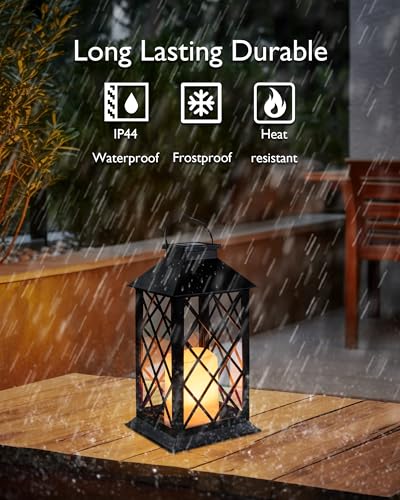 2 Pack 13'' Black Solar Lanterns (Black)