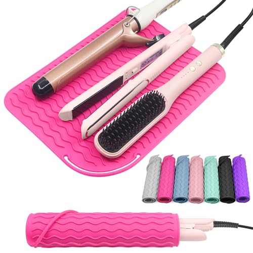 Plus Size Silicone Heat Resistant Mat for Hair Tools (Hotpink)