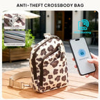 Anti Theft Crossbody Bags Small Crossbody Sling Bag for Women & Men (Cream Leopard)