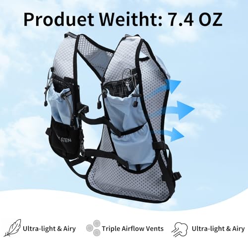 Lightweight Hydration Backpack Running Vest with 1.5L Water Bag（Light Blue (Light blue / Standard)