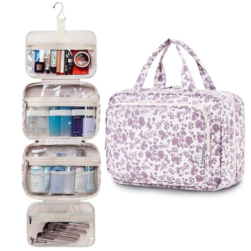 Travel Toiletry Bag for Women (Y-Little Dusty Pink Flower / Large)