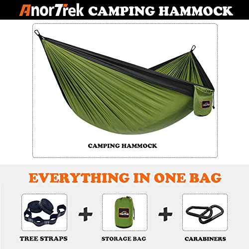 Camping Hammock (Olive Green&black / Single 110''L x 55''W)