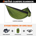 Camping Hammock (Olive Green&black / Single 110''L x 55''W)
