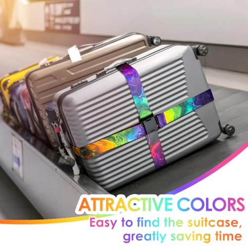 Luggage Straps for Suitcases Adjustable Travel Belt (Purple green)