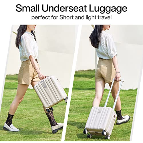14 Inch Underseat Carry On Luggage with Wheels (14 Inch / Ivory White)