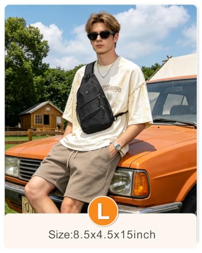 Crossbody Bags for Women Men Trendy Sling Bag Backpack Chest Bag (Large / Black)