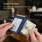 Slim Minimalist Front Pocket RFID Blocking Leather Wallets for Men and Women (Small / Alaska Blue)