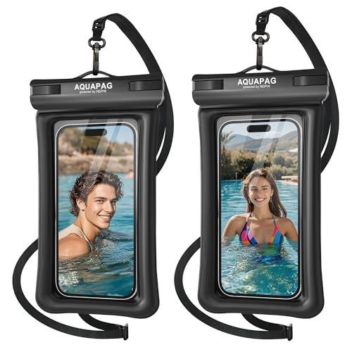 IPX8 Floating Waterproof Phone Pouch 2 Pack (Black Black 2 Pack)