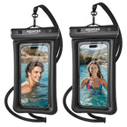 IPX8 Floating Waterproof Phone Pouch 2 Pack (Black Black 2 Pack)