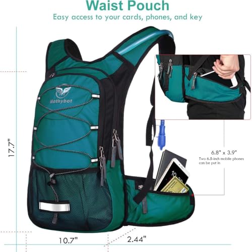 Insulated Hydration Backpack Pack with 3L BPA Free Leak Proof Water Bladder (Matte Emerald)