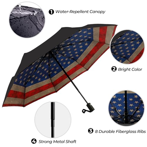Compact Travel Umbrella (USA Flag (Auto) / 44 inches)