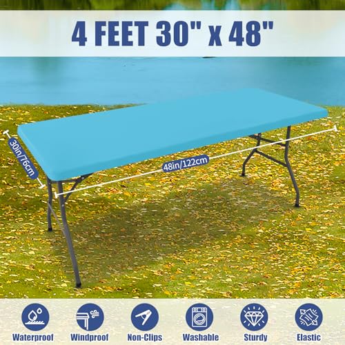 2 Pack Rectangle Spandex Fitted Table Cloth (Blue Mist / 48" x 30" (Rectangular))