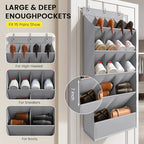 Large Over the Door Shoe Organizer for Closet Fit 20 Pairs (Grey 18 Pairs Breathable Pockets / Large)