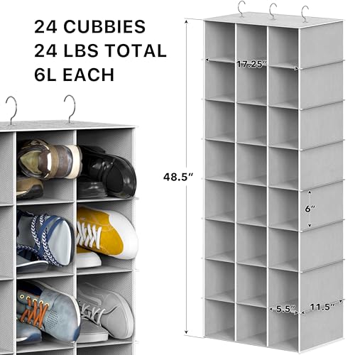24 Section Shelves Hanging Shoes Organizer (24-Section / Grey)