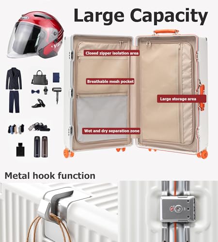 Super Large Aluminum Frame Checked Luggage (A5-Ivory Tangerine / 30in)