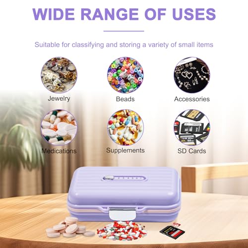 Travel Pill Organizer Box with Medicine Labels Purple (L / Purple)