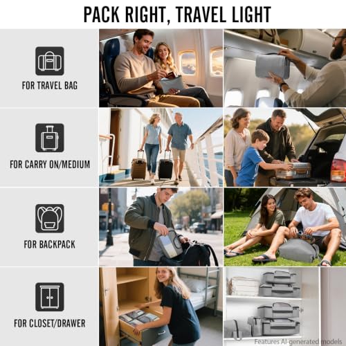 10 Set Packing Cubes for Travel Essentials (04 Gray)