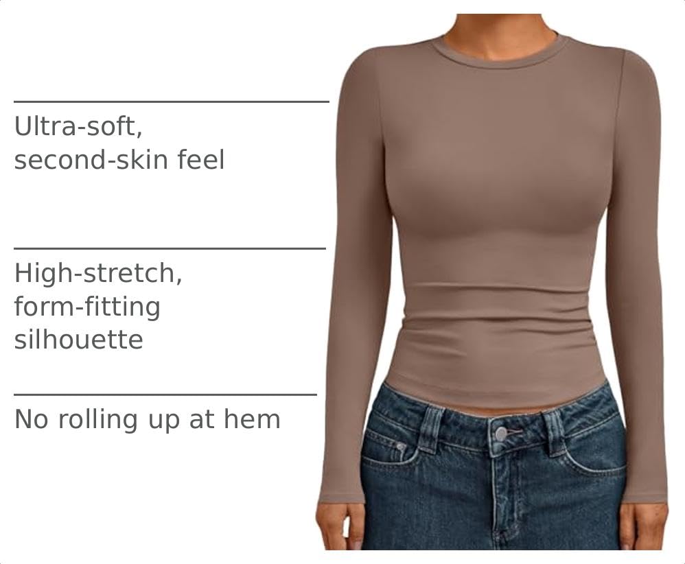 Womens Long Sleeve Shirts Basic Compression Tops Coffee Grey XL (X-Large / Coffee Grey)