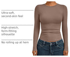Womens Long Sleeve Shirts Basic Compression Tops Coffee Grey S (Small / Coffee Grey)