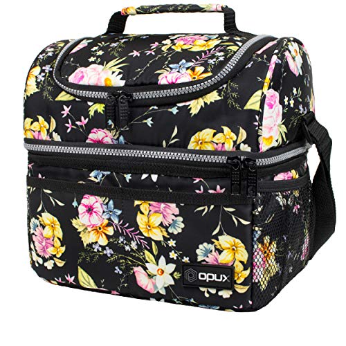 Insulated Lunch Bag for Women (Floral Black)