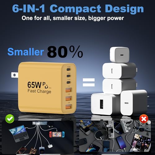 USB C Charger Block (2packs 65W / Yellow)