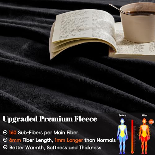 Fleece Blanket Oversized King 120x120 (Black / 1 Piece Oversized King(120" X 120"))