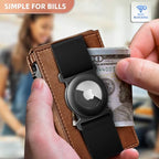 Men Leather Wallet for AirTag (Brick Brown8621)