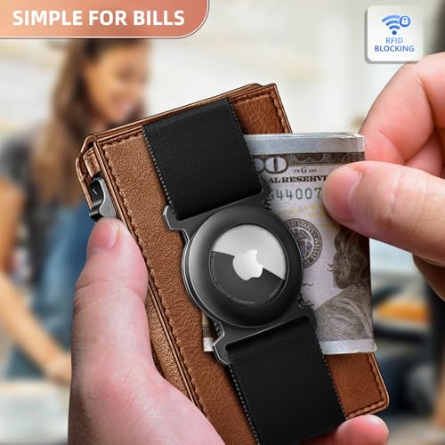 Men Leather Wallet for AirTag (Brick Brown8621)